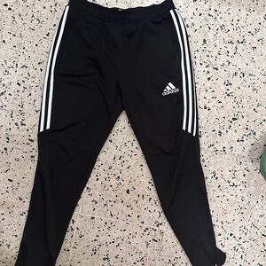 Adidas Black and White Sweatpants with Tapered Fit